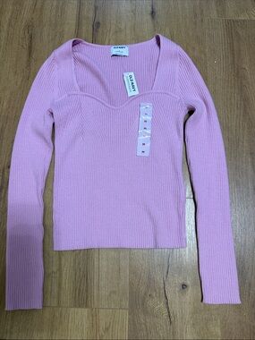 Old Navy Pink Ribbed Long Sleeve Sweater Top